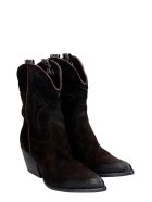 Elena Iachi Texan Ankle Boots In Black Suede Elena Iachi Texan Ankle Boots In Black Suede - black