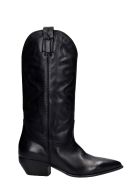 Elena Iachi Texan Boots In Black Leather Elena Iachi Texan Boots In Black Leather - black