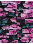 Floral Black Short Dress With Ruches Giuseppe di Morabito Floral Black Short Dress With Ruches - Flora midnight