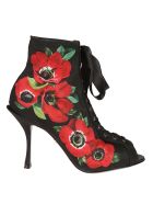 DOLCE & GABBANA FLORAL PRINT ANKLE BOOTS,10856191