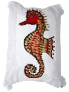 Cotton Hand Painted Indoor Cushion 70x70 cm Le Botteghe su Gologone Cotton Hand Painted Indoor Cushion 70x70 cm - Red Fantasy
