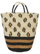 Sensi Studio Patterned Detail Weaved Tote Sensi Studio Patterned Detail Weaved Tote - Natural/Black/Ochre