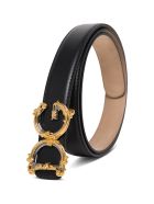 Dolce & Gabbana Leather Belt With Dg Buckle Dolce & Gabbana Leather Belt With Dg Buckle - Black