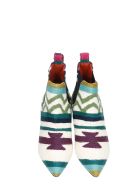 Bams High Heels Ankle Boots In White Fabric Bams High Heels Ankle Boots In White Fabric - white