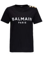 Balmain Jersey Tee With Logo And Embossed Buttons Balmain Jersey Tee With Logo And Embossed Buttons - White/black