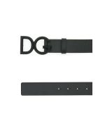 Dolce & Gabbana Leather Belt With Covered Buckle Dolce & Gabbana Leather Belt With Covered Buckle - NERO NERO GOMMATO (Black)