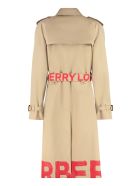 Burberry Logo Print Gabardine Trench Coat Burberry Logo Print Gabardine Trench Coat - Beige