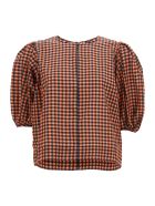 Ganni Seersucker Check Top Ganni Seersucker Check Top - Rosso