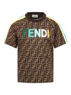 Fendi Brown T-shirt For Kids With Double Ff Fendi Brown T-shirt For Kids With Double Ff - Brown