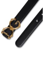 Dolce & Gabbana Leather Belt With Dg Buckle Dolce & Gabbana Leather Belt With Dg Buckle - Black