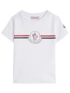Moncler Jersey T-shirt With Front Logo Print Moncler Jersey T-shirt With Front Logo Print - Bianco
