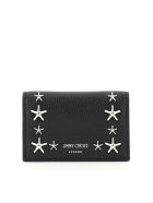 Jimmy Choo Nello Card Holder With Flap And Star Studs Jimmy Choo Nello Card Holder With Flap And Star Studs - BLACK SILVER (Black)