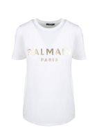 Metallic Logo T-shirt Balmain Metallic Logo T-shirt - Blanc/or