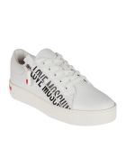 Love Moschino Side Zipped Logo Print Sneakers Love Moschino Side Zipped Logo Print Sneakers - White