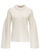 Loulou Studio Swaeter In Wool With Funnel Neck And Flared Sleeves Loulou Studio Swaeter In Wool With Funnel Neck And Flared Sleeves - WHITE