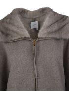 Woman Coat In Taupe Cashmere With Fur Agnona Woman Coat In Taupe Cashmere With Fur - Taupe