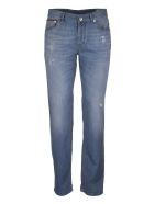 Brunello Cucinelli Lightweight Denim Traditional Fit Five-pocket Trousers With Rip Details Brunello Cucinelli Lightweight Denim Traditional Fit Five-pocket Trousers With Rip Details - Light Blue
