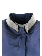 Fabiana Filippi Light Nylon Coat With Button Closure And Jewels On The Collar Fabiana Filippi Light Nylon Coat With Button Closure And Jewels On The Collar - Blu
