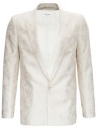Saint Laurent Veste Blanche Courte Jacket In Silk And Wool Jacquard Saint Laurent Veste Blanche Courte Jacket In Silk And Wool Jacquard - White