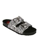 Love Moschino Double Buckled Strap Logo Flat Sandals Love Moschino Double Buckled Strap Logo Flat Sandals - White