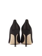Manolo Blahnik Hangisi Black Satin & Leather Pumps Manolo Blahnik Hangisi Black Satin & Leather Pumps - Black