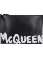 Alexander McQueen Logo Detail Flat Leather Pouch Alexander McQueen Logo Detail Flat Leather Pouch - black