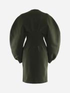 Bottega Veneta Stretch Wool Dress With Voluminous Sleeves Bottega Veneta Stretch Wool Dress With Voluminous Sleeves - Verde