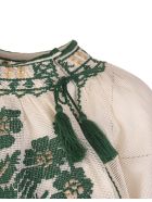 Ivory/green/beige Tassel-trim Embroidered Dress RED Valentino Ivory/green/beige Tassel-trim Embroidered Dress - India