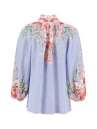Zimmermann Bellitude Printed Ramie Blouse Zimmermann Bellitude Printed Ramie Blouse - Blue