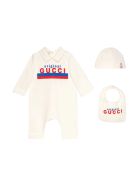 Gucci White Baby Set With Print Gucci White Baby Set With Print - Latte
