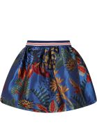 Stella Jean Blue Skirt For Girl With Flowers Stella Jean Blue Skirt For Girl With Flowers - Ivory
