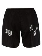 Palm Angels Broken Logo Swim Shorts Palm Angels Broken Logo Swim Shorts - Nero e Bianco