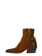 Elena Iachi Texan Ankle Boots In Leather Color Suede Elena Iachi Texan Ankle Boots In Leather Color Suede - leather color