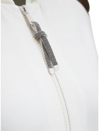 Brunello Cucinelli White Jersey Hoodie With Monile Zip Closure Brunello Cucinelli White Jersey Hoodie With Monile Zip Closure - White