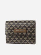 Wallet With All-over Monogram Print Emporio Armani Wallet With All-over Monogram Print - Marrone