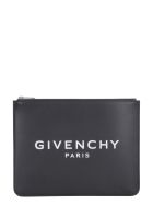 Givenchy Logo Print Leather Flat Pouch Givenchy Logo Print Leather Flat Pouch - black