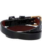Alexander McQueen Leather Bracelet With Metal Logo Pendant And Skull Alexander McQueen Leather Bracelet With Metal Logo Pendant And Skull - black