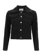 Patou Jacket In Organic Denim With Logo Embroidery Patou Jacket In Organic Denim With Logo Embroidery - BLACK (Black)