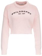 Philosophy di Lorenzo Serafini Cotton Blend Short Sweater With Logo Philosophy di Lorenzo Serafini Cotton Blend Short Sweater With Logo - Pink