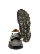 Marni Criss-cross Fussbett Calfskin Sandal Marni Criss-cross Fussbett Calfskin Sandal - Black/white