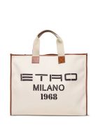 Globe Trotter 1968 Tote Bag In Canavs Etro Globe Trotter 1968 Tote Bag In Canavs - White
