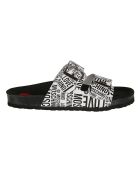 Love Moschino Double Buckled Strap Logo Flat Sandals Love Moschino Double Buckled Strap Logo Flat Sandals - White