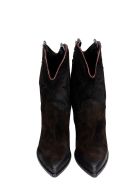 Elena Iachi Texan Ankle Boots In Black Suede Elena Iachi Texan Ankle Boots In Black Suede - black