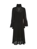 Liviana Conti Wool Long Dress L/s High Neck W/slit Liviana Conti Wool Long Dress L/s High Neck W/slit - Nero