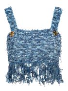 Balmain Fringed Tweed Top Balmain Fringed Tweed Top - BLUE