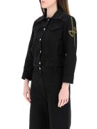 Patou Jacket In Organic Denim With Logo Embroidery Patou Jacket In Organic Denim With Logo Embroidery - BLACK (Black)