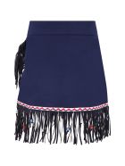 Stella Jean Blue Skirt For Girl With Fringes Stella Jean Blue Skirt For Girl With Fringes - Blue