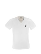 Burberry Marlet - Monogram Motif Cotton V-neck T-shirt Burberry Marlet - Monogram Motif Cotton V-neck T-shirt - White