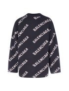 Balenciaga Crewneck Logo Allover Balenciaga Crewneck Logo Allover - Navy White