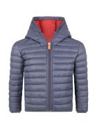 Save the Duck Blue Jacket For Boy With Iconic Patch Save the Duck Blue Jacket For Boy With Iconic Patch - Blue